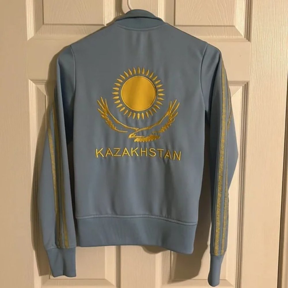 Vintage new Adidas originals Kazakhstan emblem embroidered zip up track jacket